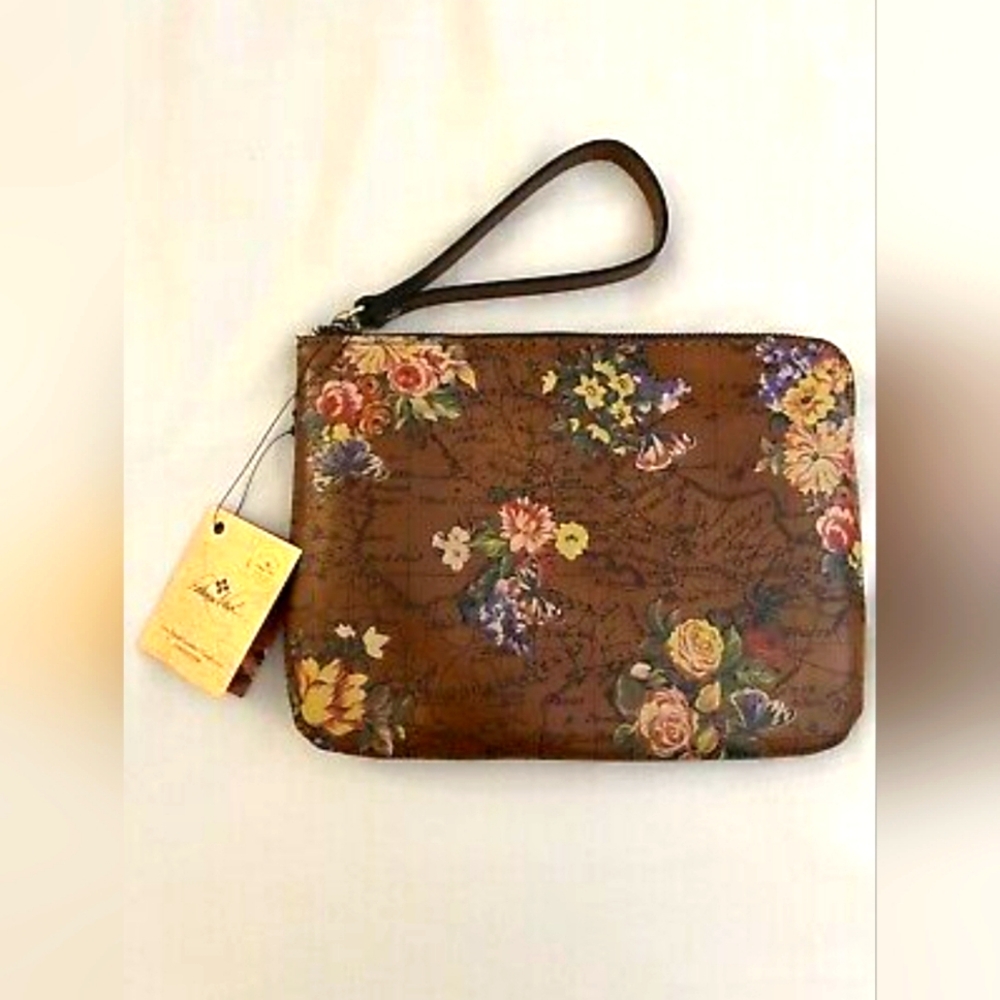 Patricia Nash Designer Leather English Garden Map Wristlet clutch wallet